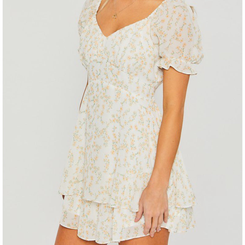 Summer Things Short Sleeve Floral Romper White