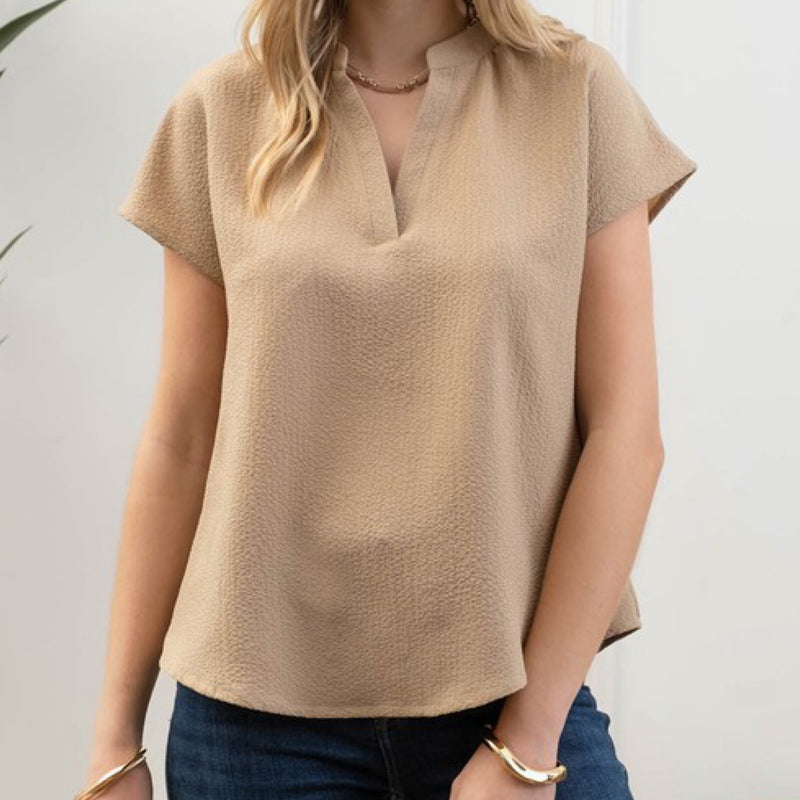 Let’s Make Plans Lightweight Top Khaki