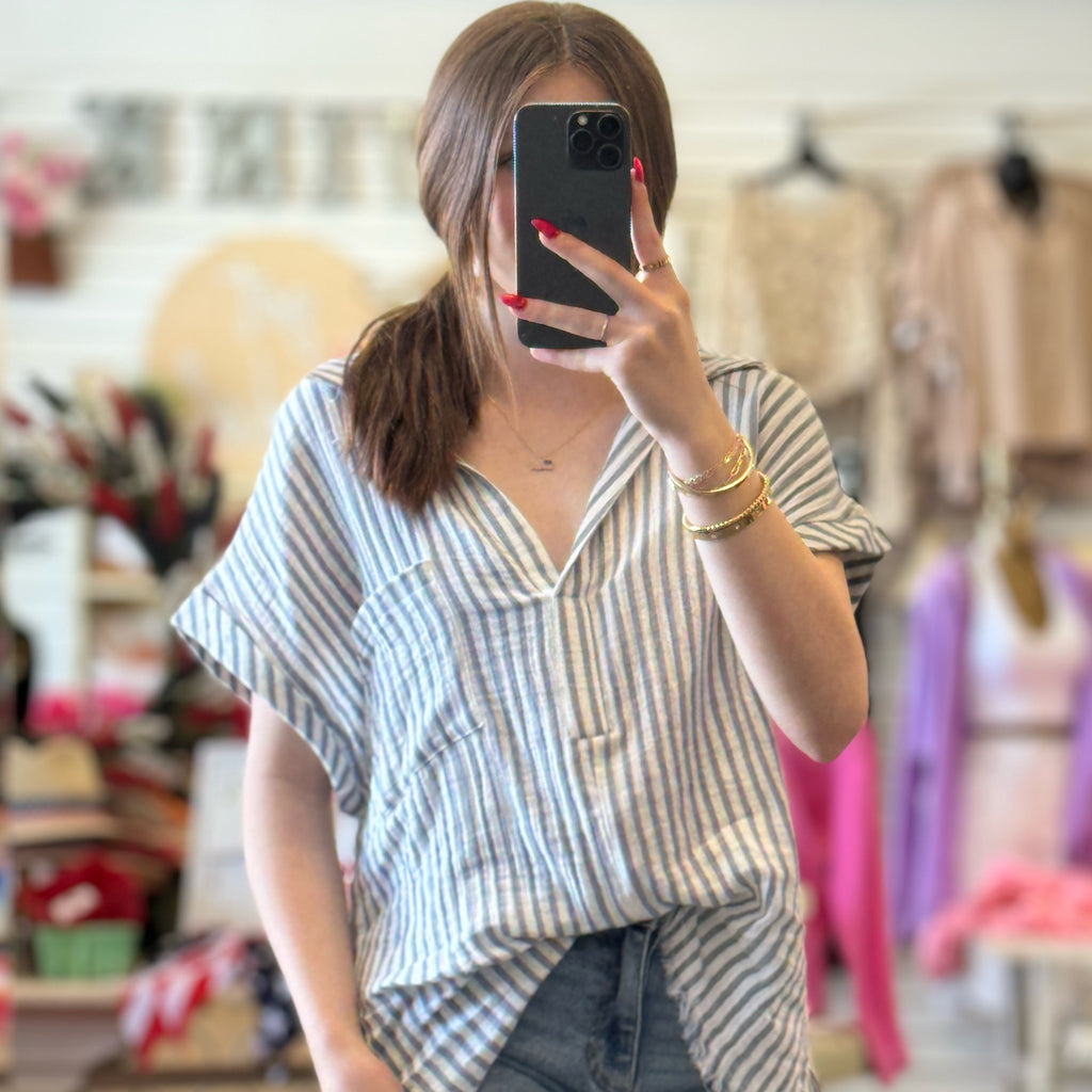 Blue Shores Striped Top