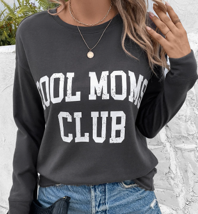 Cool Mom Club Crewneck Sweatshirt Gray