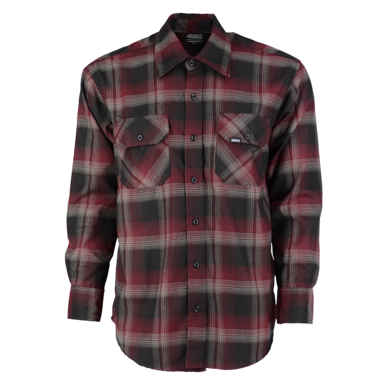 Sundown Heavyweight Flannel in Light Maroon/Black/Grey