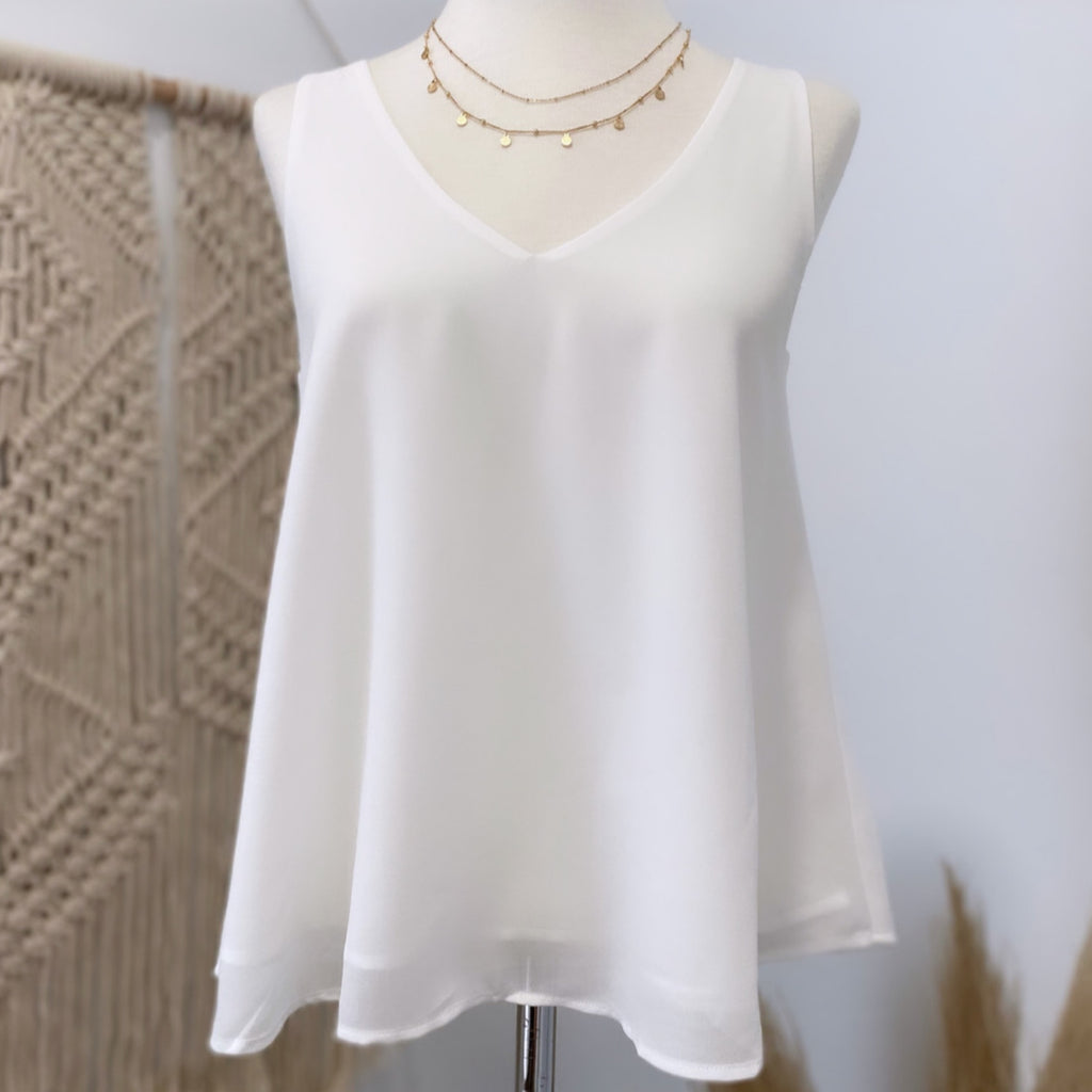 Eva Double Layered Chiffon Top White