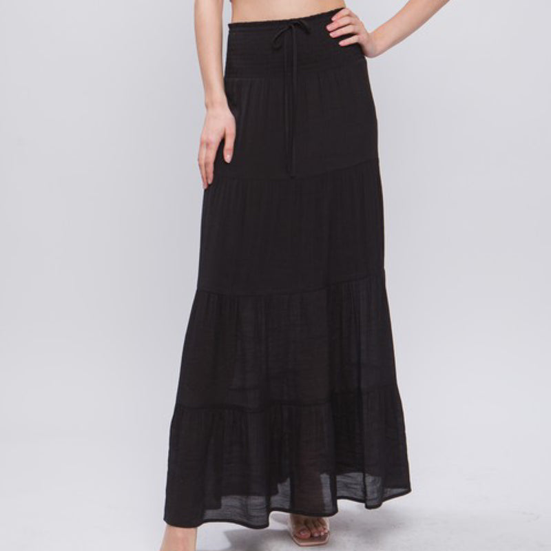 Summer Breeze Maxi Skirt- Black