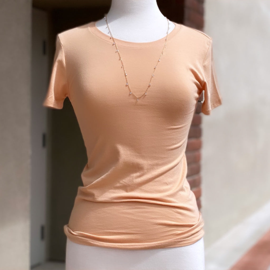 Back To Basic Crew Neck Top Peach