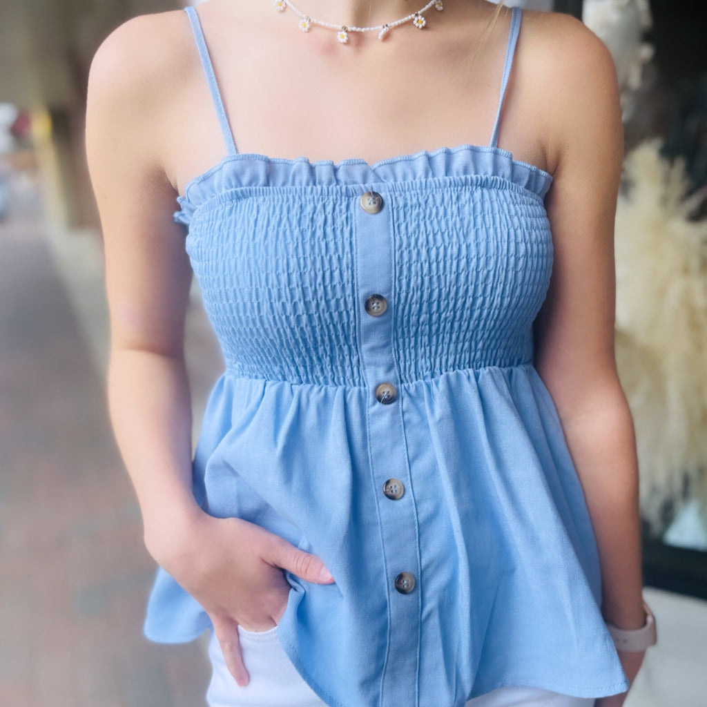 Houston Babydoll Cami Top Blue