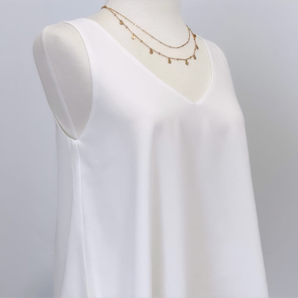 Eva Double Layered Chiffon Top White