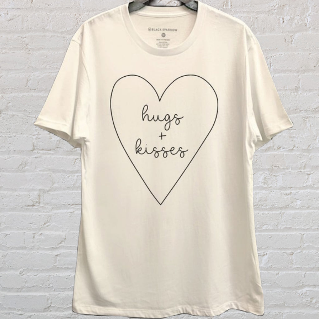 Hugs and Kisses Boyfriend Graphic Tee White