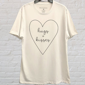 Hugs and Kisses Boyfriend Graphic Tee White
