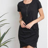 Solid Ruched T-Shirt Dress Black