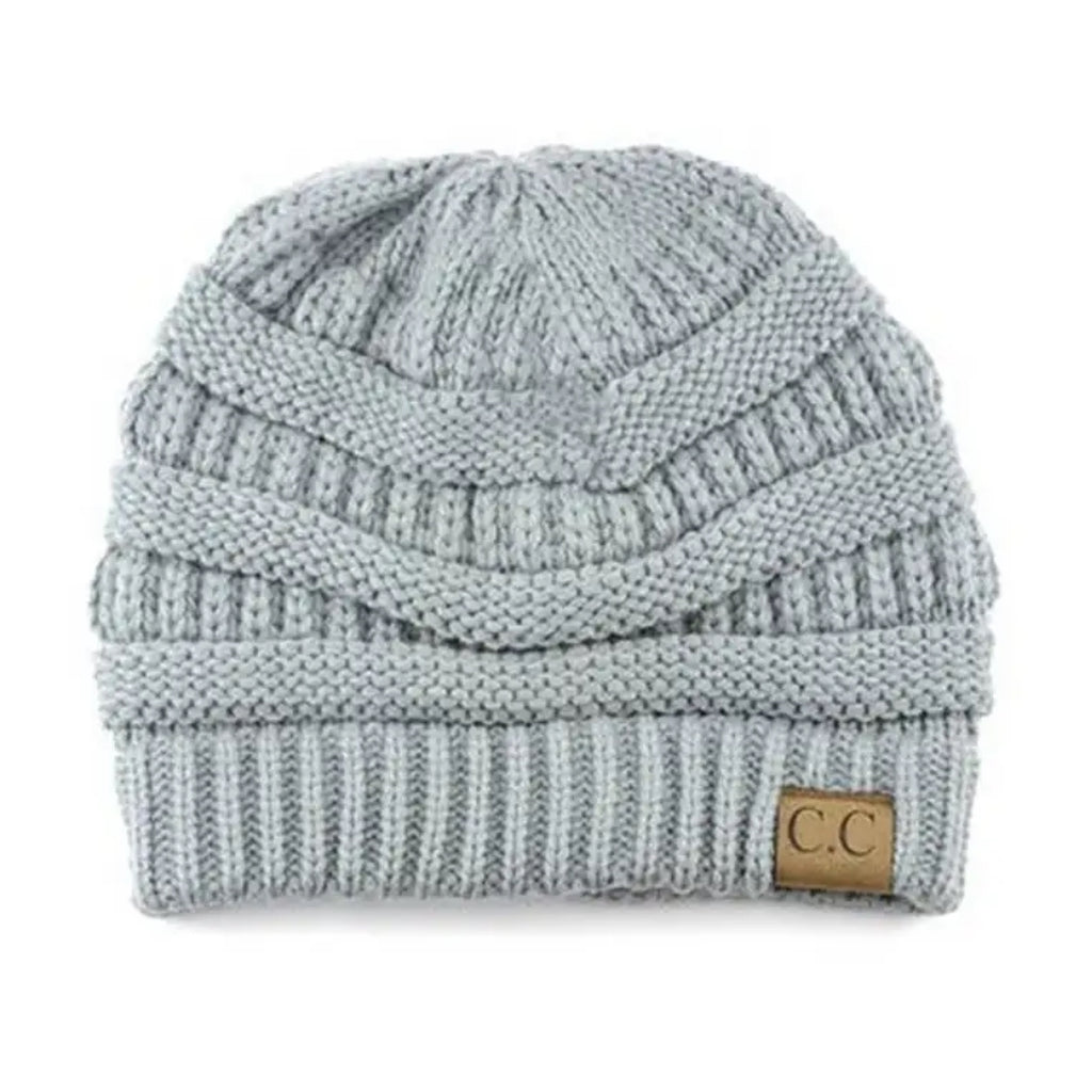 C.C Trendy Warm Chunky Soft Cable Knit Beanie Natural Gray